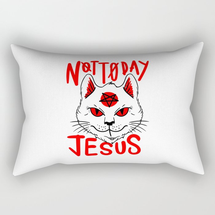Not Today Jesus Satanic Cat Gothic Gift Idea T-Shirt Rectangular Pillow