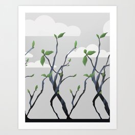 Budding Tree Branches Minimalist Pattern Art Print
