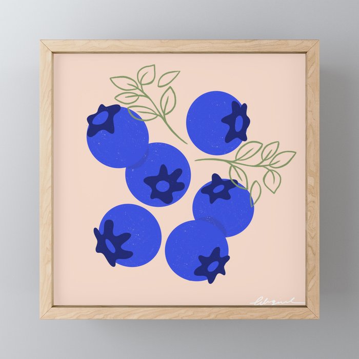 Blueberry Patch Framed Mini Art Print