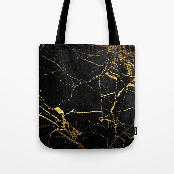 Black and Gold Marble Tote Bag