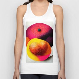 Fruit Pose - Abstract Minimalist Digital Retro Poster Art Unisex Tank Top