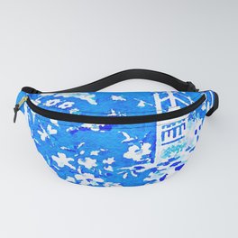Blue chinoiserie pagodas watercolour Fanny Pack | Pagoda, Painting, Blue, Chinoiserie, Tropical, Periwinkle, Preppydecor, Vibrant, Southern, Preppy 