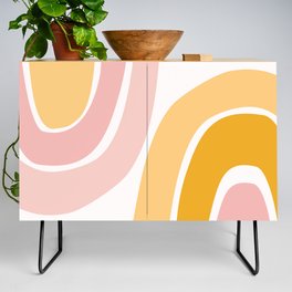 Abstract Shapes 37 in Mustard Yellow and Pale Pink Credenza