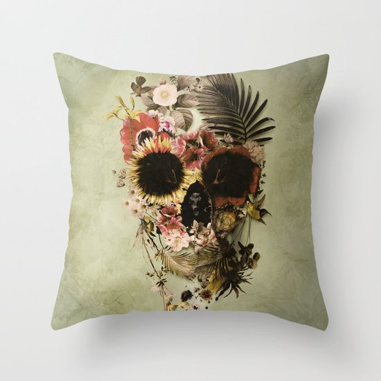 Garden Skull Light Throw Pillow