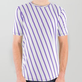 [ Thumbnail: White and Purple Colored Lines Pattern All Over Graphic Tee ]