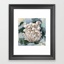 White Beech Mushroom Framed Art Print