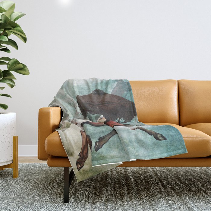 A dream of a journey with deers Throw Blanket