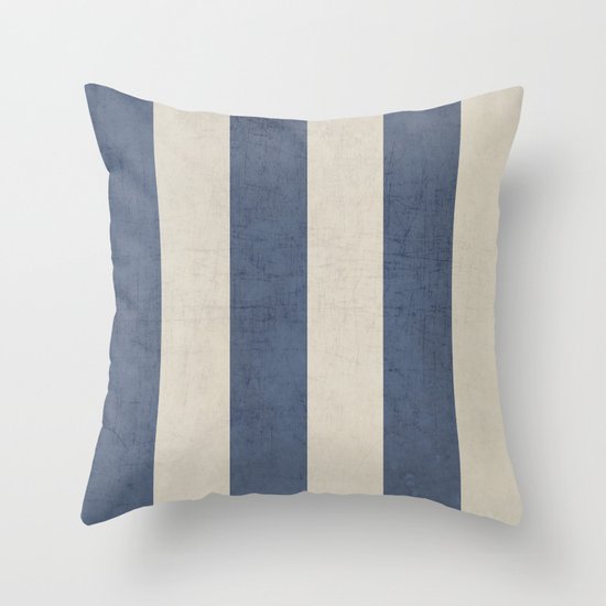 vintage dark blue stripes Throw Pillow