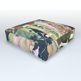Hot Tub Kl!mt Machine Outdoor Floor Cushion | Paper, Circles, Fantasy, Mixedmedia, Ladyjennd, Mixedmediacollage, Pattern, Feminine, Nouveau, Blue 