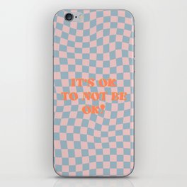 It's OK Quote on Retro Checkered Swirl Pattern iPhone Skin