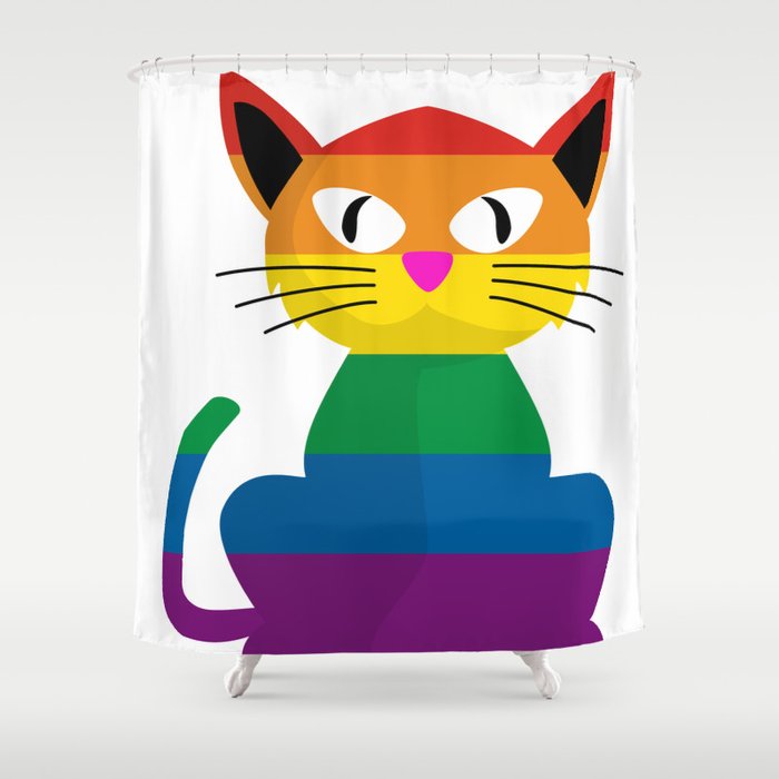 Rainbow Pride Cat Lesbians Eat What Shower Curtain By Sosuanne