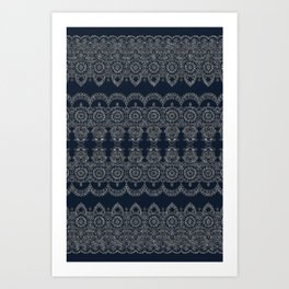 Silvery Striped Doodle Art Print