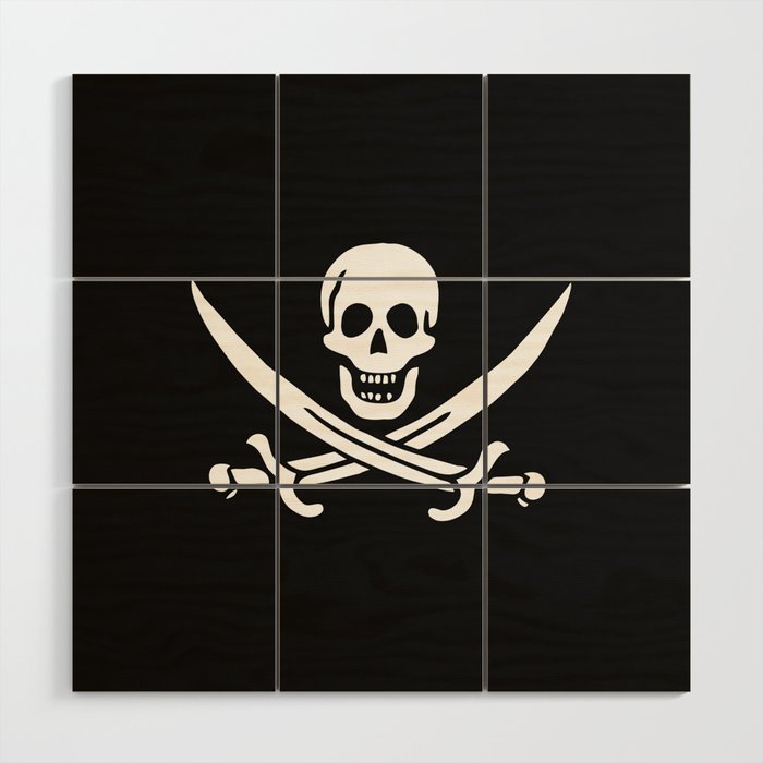 Classic Pirate skull with two swords Wood Wall Art