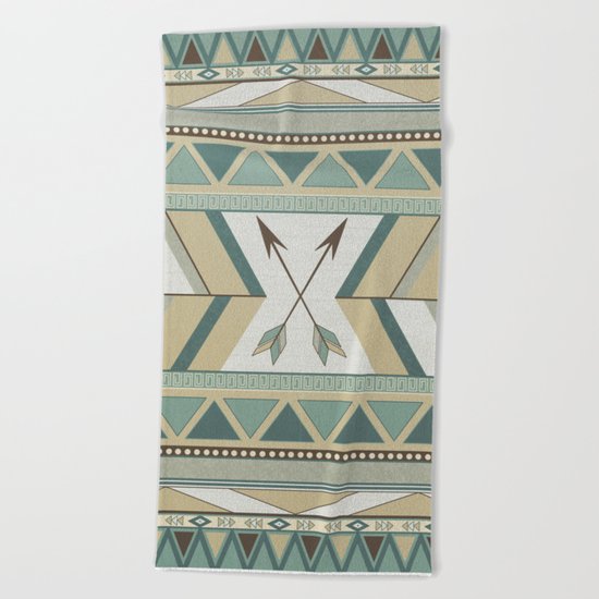 Aztec Pattern Arrows Beach Towel