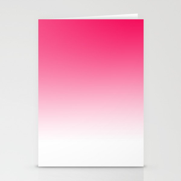 Modern bright simple neon pink white color ombre gradient Stationery Cards