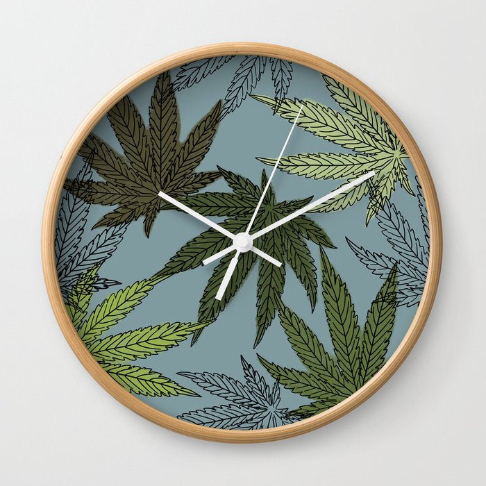 cannabis weed marihuana leaves botanical plants mint Wall Clock