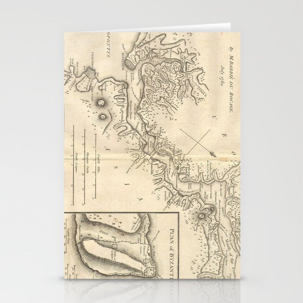 Vintage Map of Istanbul Turkey (1784) Stationery Cards