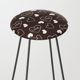 Valentines Day White Hand Drawn Hearts Counter Stool