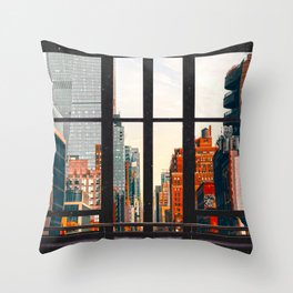 New York City Window #2-Surreal View Collage Throw Pillow