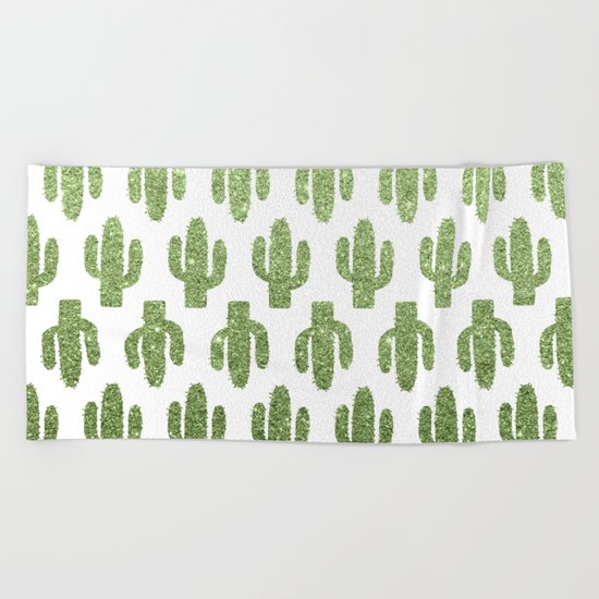 Glitter Cacti Beach Towel
