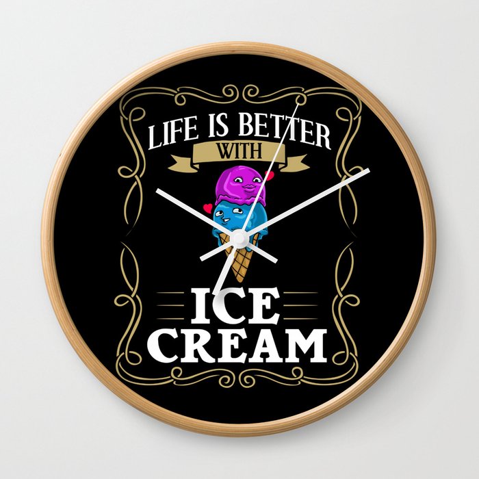Ice Cream Roll Maker Truck Recipes Wall Clock