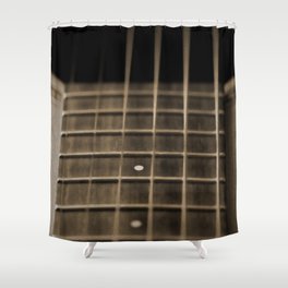 acoustic guitar fretboard, sepia - oil painting Shower Curtain