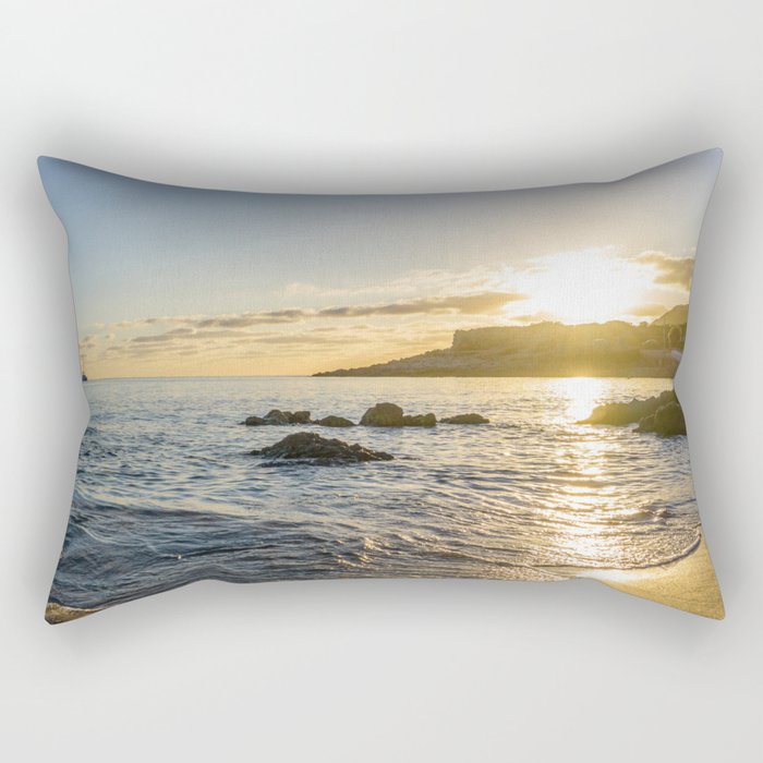 Spain Photography - Sunrise Over The Calm Beach Rectangular Pillow