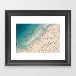 Aerial Beach Love Print - aerial Ocean Sea photography by Ingrid Beddoes Framed Art Print