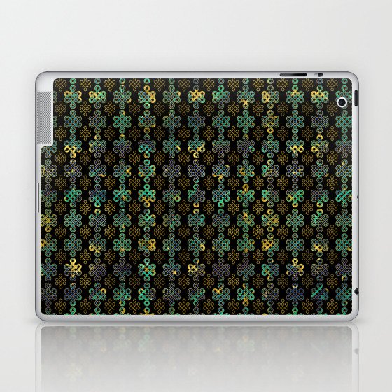 Endless Knot Pattern - Gold and Marble Laptop & iPad Skin
