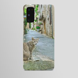 Cat on the street of a medieval french village | Saint-Cirq-Lapopie Android Case