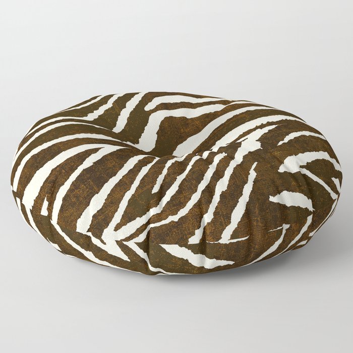 Animal Print Zebra in Winter Brown and Beige Floor Pillow