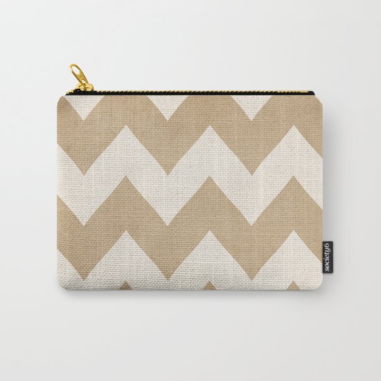 Biscotti & Vanilla - Beige Chevron Carry-All Pouch