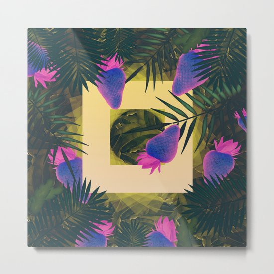 Neon Strawberries in the Night #2 Metal Print