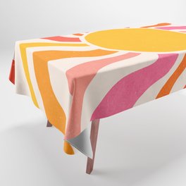 Sun Retro 70s Colorful Orange Pink Sunrays Tablecloth