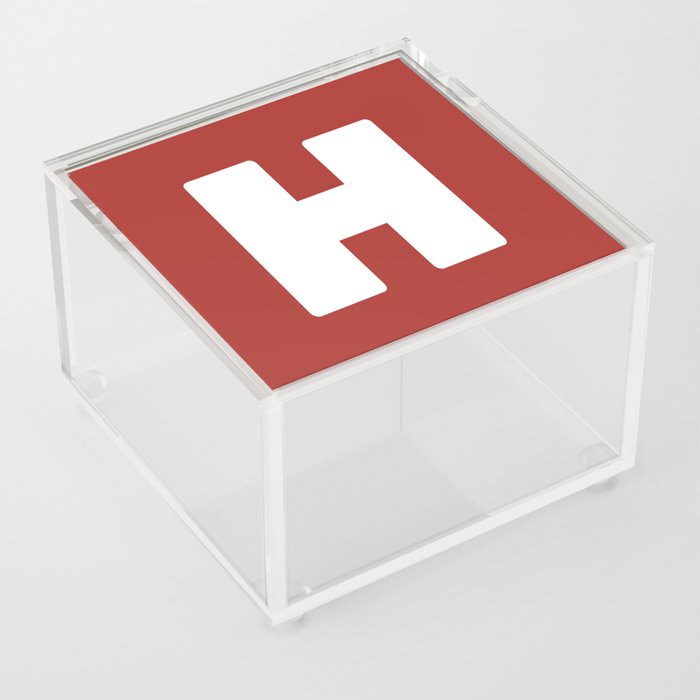 H (White & Maroon Letter) Acrylic Box