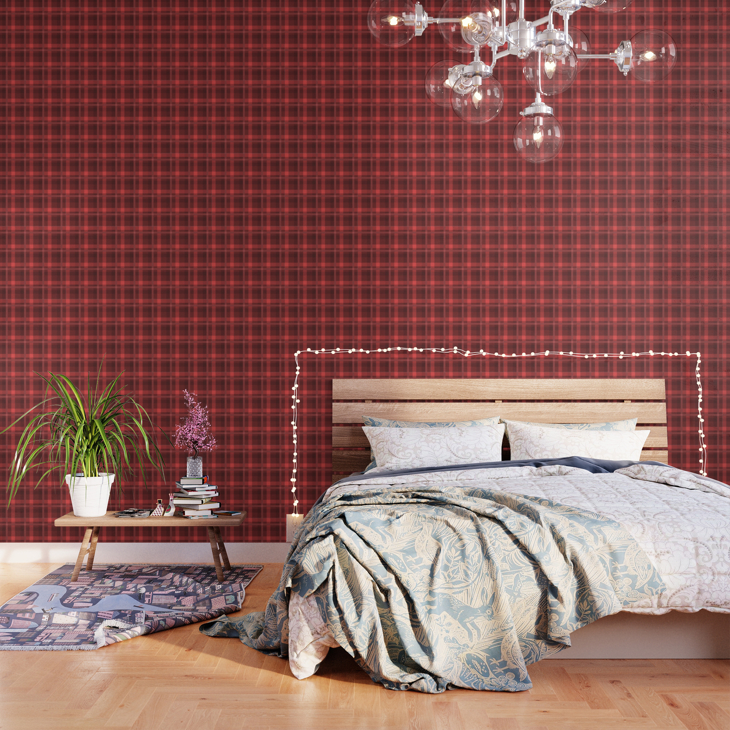 Plaid Red And Black Faded Flannel Wallpaper By Createdprototype Society6