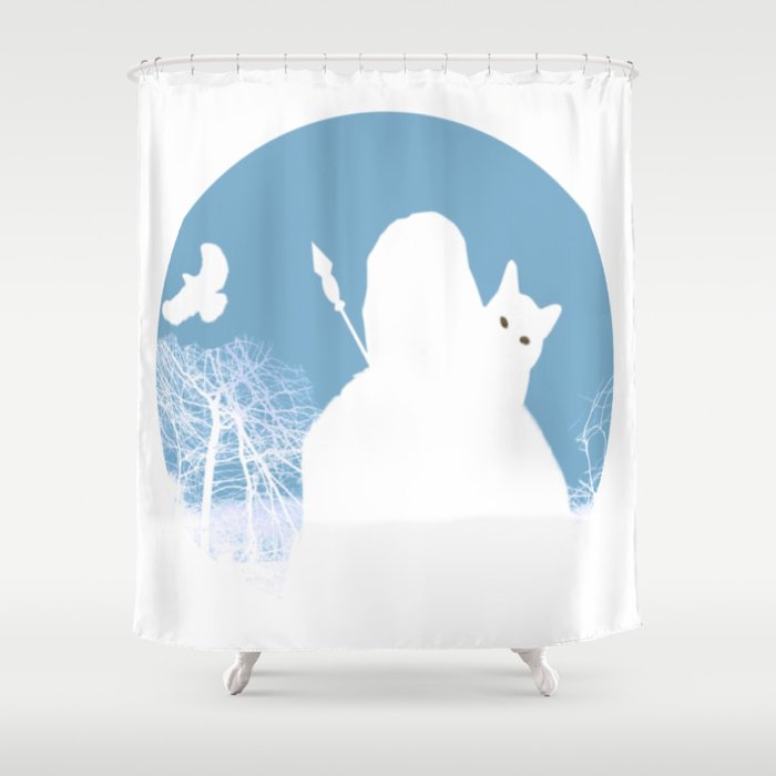 Cat Lover Samurai Warrior Ghost in Mysterious Scary Spooky Horror Haunted Forest  Shower Curtain