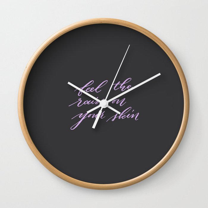 Feel the Rain - Modern Calligraphy Wall Clock