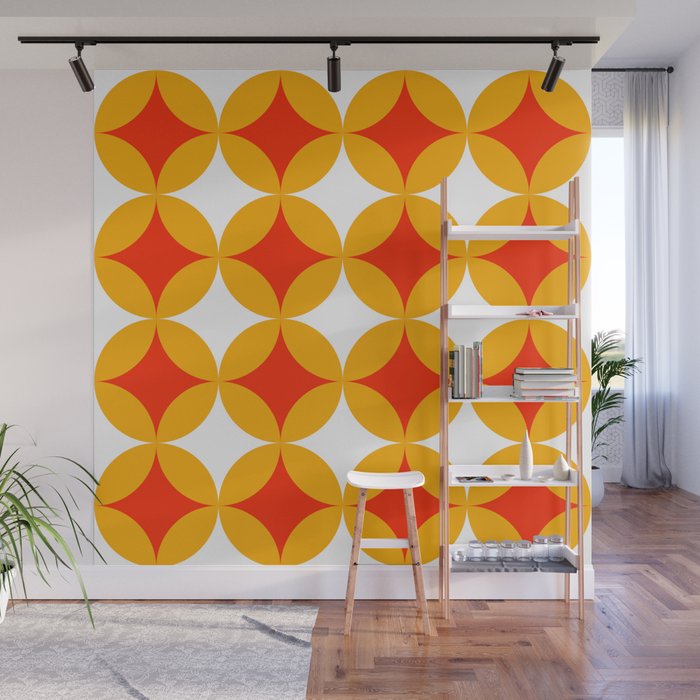 Stars and Circles - Fire  Wall Mural
