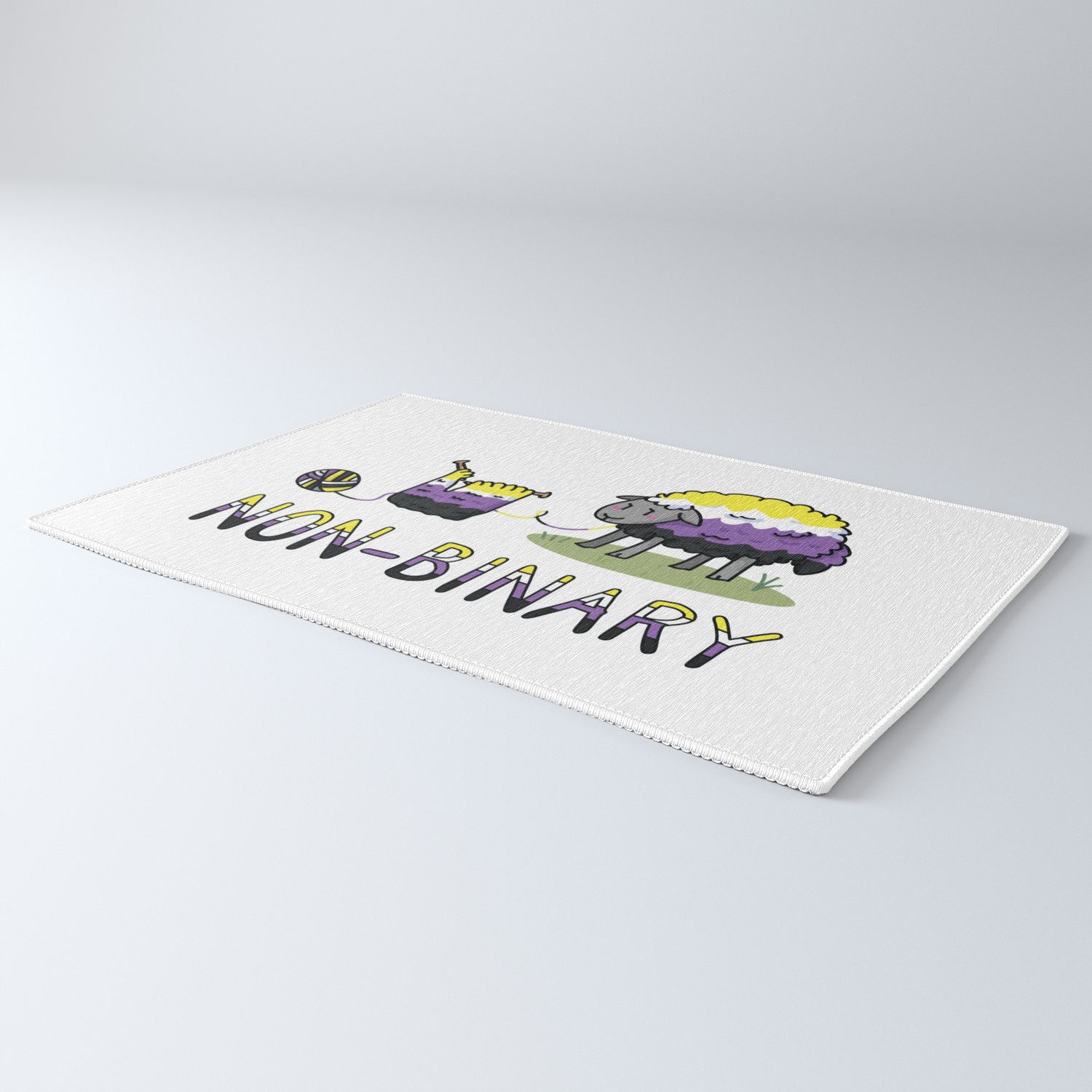 Cute Non Binary Fluffy Sheep Cartoon Vector Illustration Motif Set Rug By Limolida Society6