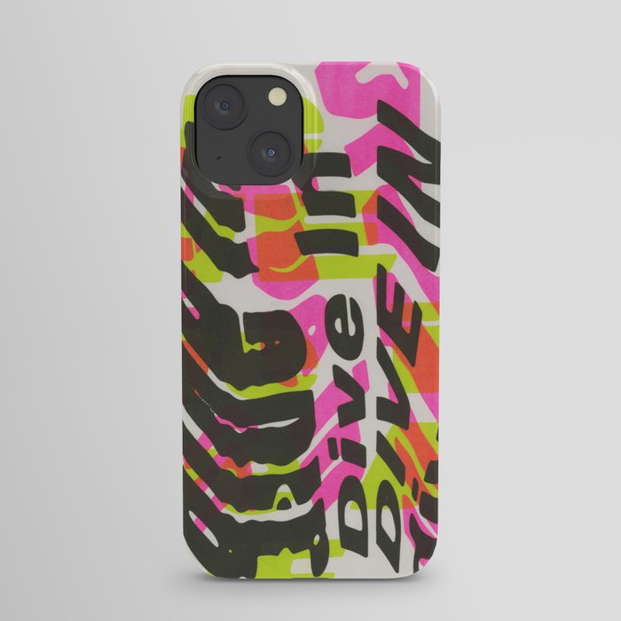 "Dive In" Pink, Green & Black iPhone Case