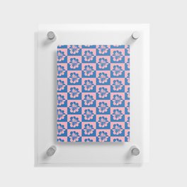 Retro Floral Pattern - Pink Blue Floating Acrylic Print