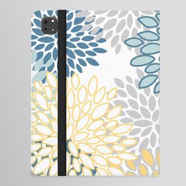 Floral Grey, Yellow and Teal iPad Folio Case