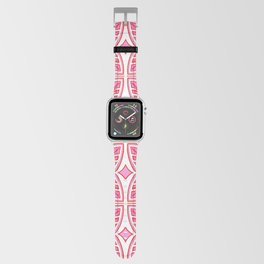 Pink and White Retro Tropical Monstera Leaves Apple Watch Band