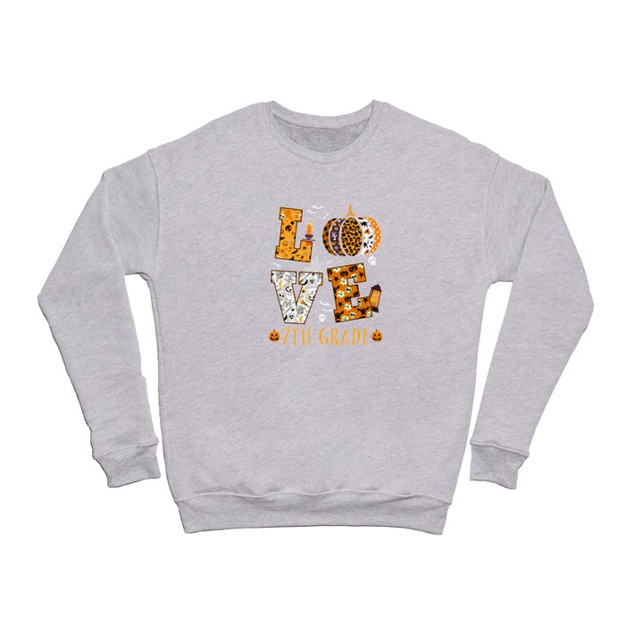 Spooky Pumpkin Love Halloween 7h Grade Teacher Crewneck Sweatshirt