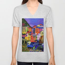 Manarola Cinque Terre V Neck T Shirt