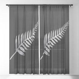Silver Fern of New Zealand On Black Sheer Curtain