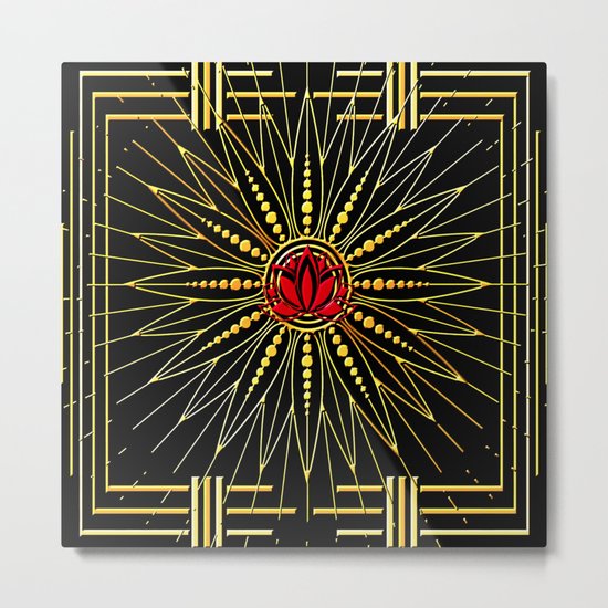 Lucky Lotus (red) Metal Print