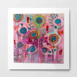 Psychedelic Metal Print | Pattern, Psychedelic, Metallic, Contemporary, Ink, Watercolour, Mixedmedia, Fun, Abstract, Pinkandblue 