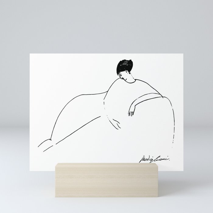 Amedeo Modigliani - Jeanne Hébuterne Portrait - Sketch Artwork for Wall Arts, Prints, Tshirts, Men, Women and Kids Mini Art Print
